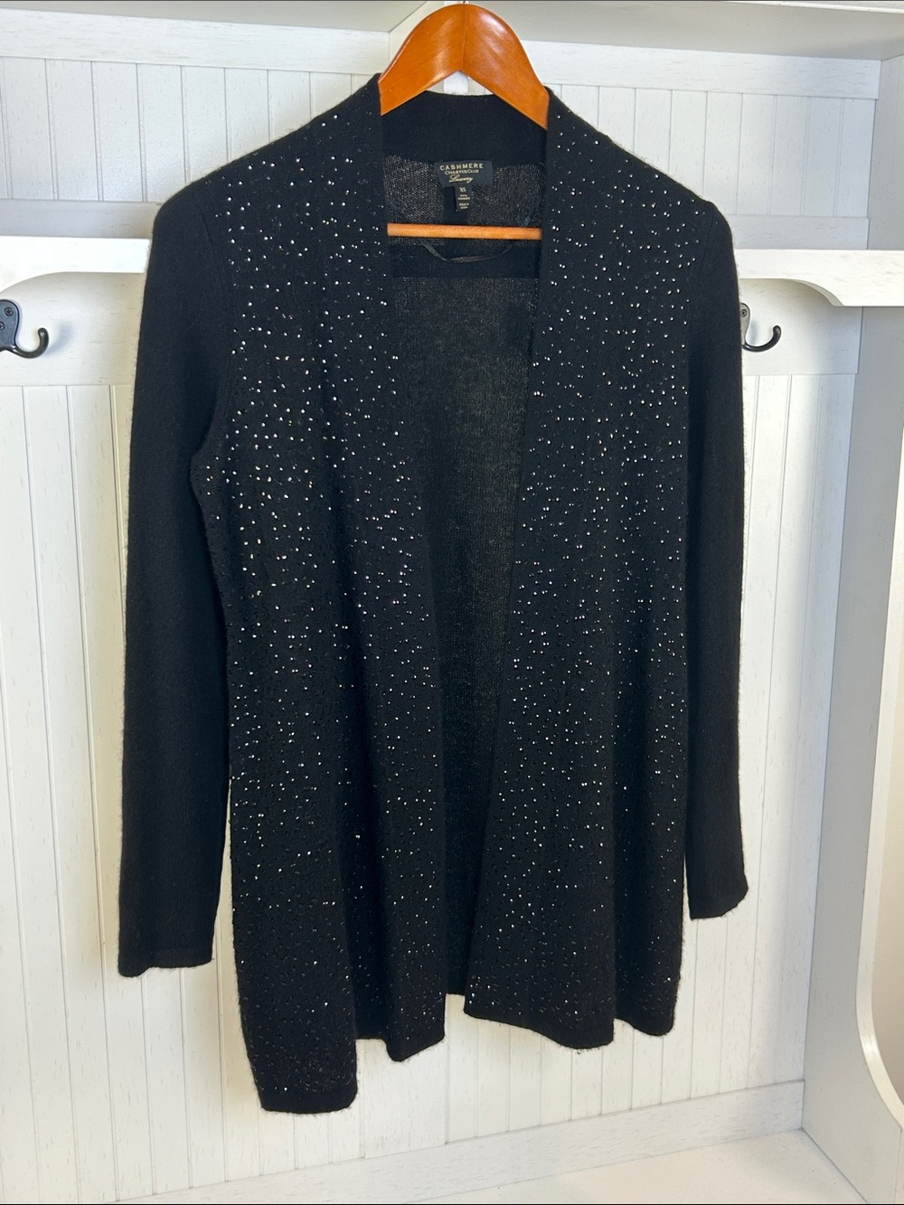 Charter Club Black Cashmere Sequin Cardigan XS Holiday Party